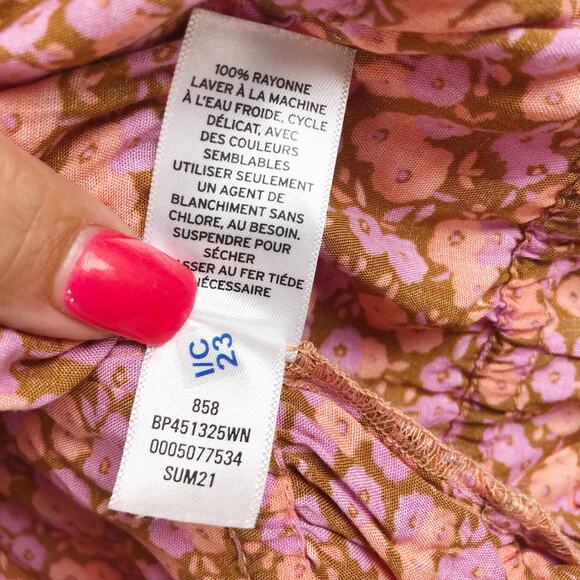 BP Nordstrom Womens One Shoulder Top 3X Tan Pink Allison Floral Lightweight NWT - Picture 7 of 7